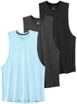 Vislivin 3 Pack Mens Sleeveless Tank Tops Gym Cotton Vest Top Active Athletic Sleeveless Shirts Black/Dark Gray/Light Blue-XXL