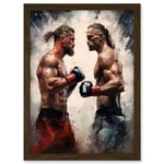 Artery8 Cage Fight Oil Paint Artwork Combat Mixed Martial Arts Boxing Wrestling Artwork Framed A3 Wall Art Print