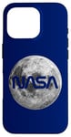 iPhone 16 Pro Retro NASA Worm Logo Full Moon Space Graphic Apollo Artemis Case