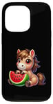 Coque pour iPhone 13 Pro Dessin animé Cheval avec Melon Summer