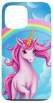 iPhone 13 Pro Max Colorful Unicorn in Clouds with Bright Rainbow Case