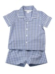 Mini Vanilla Boys Blue Check Cotton Shortie Pyjama Set - Blue & White - Size 9-10Y