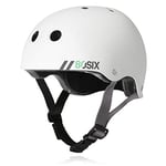 80Six Dual Certified Kids Skate Helmet for Boys/Girls Ages 5 to 14+ Triple Comfort & Protection - Perfect for Roller Skates, Bike, Scooter, BMX, Skateboard, Bike Helmet (White Matte, Age 5+)