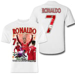 T-shirt REA Ronaldo Portugal United sportströja tryck fram & Bak White XS