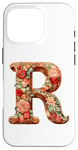 Coque pour iPhone 16 Pro Monogrammed Christmas Floral Initial R Gingerbread Letter R