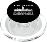 Skyline Leipzig Coordonnées GPS Géographie Vacances Saxe PopSockets PopGrip pour MagSafe