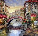 LUOYCXI DIY digital painting adult kit canvas painting bedroom living room decoration painting city bridge over the river-40X40CM