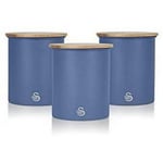 Swan Nordic Style Set of 3 Blue Coffee Tea Sugar Canisters Kitchen Storage Pots