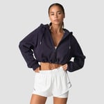 Everyday Cropped Zip Hoodie Wmn, Night Purple