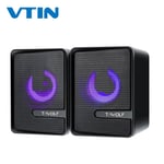 VTIN Bureau Mini Haut-Parleur USB Filaire Haut-parleurs 4D Stéréo HiFi Son Surround Haut-Parleur pour PC Portable Ordinateur Portable