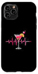 Coque pour iPhone 11 Pro Verre à cocktail Motif battements de cœur Martini