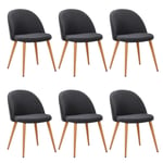 Lot de 6 Chaises Scandinaves Tissu "Morro" 78cm Gris Foncé