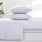 Tribeca Living Parure de lit en Flanelle de 170 g/m² avec Poche très Profonde et Drap Plat surdimensionné, 100% Coton, Super Doux, Chaud et Confortable, pour très Grand lit, Blanc 170TRFLSS1