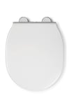 Croydex Bolsena Flexi-Fix Toilet Seat Soft Close, Anti-Bacterial Treatment, Top or Bottom fix, Adjustable Hinges, Quick Release Toilet seat for Easy Cleaning, White