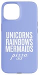 Coque pour iPhone 15 Licorns Rainbow Sirènes Pizza Fun