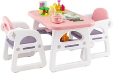 Ensemble Table 2 Chaises Ergonomiques pour Enfant en HDPE avec étagère de Rangement Sûr Bleu