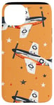 Coque pour iPhone 15 Plus Drapeau américain minimaliste orange tropical P-51 Mustang de la Seconde Guerre mondiale