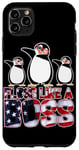 iPhone 11 Pro Max Floss Like A Boss American Flag Funny Penguin 4th of July Case