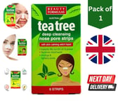 1x Tea Tree Nose Pore Strips 6s Beauty Formulas Deep Clean & Blackhead Removal