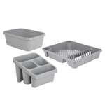 Cool Grey Set - Rectangular Bowl + Sink Tidy + Large Dish Drainer - UK Made