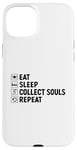 Coque pour iPhone 15 Plus Eat Sleep Collect Souls répète Grim Reaper Halloween