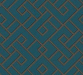 Michalsky Living Change is Good Magic Meander 379843 Non-Woven Wallpaper Green Black Bronze Matt Shiny Fine Textured Geometric Wallpaper