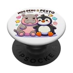 Moo Deng Et Le Bébé Hippopotame Au Pesto Bébé Pingouin PopSockets PopGrip Adhésif