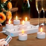 EXTSUD Lot de 6 Bougie LED Rechargeable Bougie Chauffe-plat LED Électrique Flamme Vacillante avec Station de Charge et Télécommande, Décoration pour Noël Anniversaire Mariage Table Restaurant Hôtel