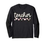 School Teacher Valentines Day Daisy Flowers Little Hearts Long Sleeve T-Shirt