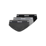 BOSS Men's 3-Pack Classic Regular Fit Stretch Briefs, Gray/Charcoal/Black, L (Pack of 3)