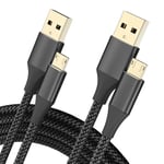 Micro USB Cable, 2Pack 2M Android Charging Cable Long Braided Sync Quick Charge Cable Compatible with Samsung Galaxy S6 S7 Edge, Android Phone - Black