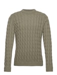 Onskicker Life Reg 3 Cable Crew Knit Tops Knitwear Round Necks Khaki Green ONLY & SONS