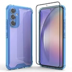 binandteam Transparent Coque pour Samsung Galaxy A54 5G avec 1 Verre Trempé Protection écran,Housse Silicone TPU Antichoc + Rigide en PC Étui pour Samsung Galaxy A54 5G - Bleu