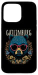 Coque pour iPhone 15 Pro Max Gatlinburg TN Fun Ours à lunettes Motif fleurs