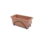 PLASTIKEN Jardinière 40x20cm avec plateau et support balcon - Terracotta