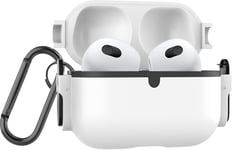 Coque Compatible avec Apple Airpods 3e Génération - Case Boîtier Solide & Anti Choc - Etui avec intérieur Silicone et Ouverture à Pression Blanc