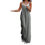 Plus Size Dam Bomull Linne Dungarees Jumpsuit Playsuit Bred Ben Overall Byxor Gray M