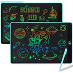 Damcyer 2 Pack Tablette D'écriture LCD 15 Pouces,LCD Tablette Dessin avec Ecran Coloré,Bloc D'écriture Effaçable avec des Autocollants D'animaux,pour Garçons et Filles de 3 4 5 6,Bleu+Bleu