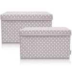 LIFENEY Lot de 2 boîtes de rangement pour enfants (37 x 25 x 21 cm) I Panier de rangement pour chambre d'enfant et salon I Boîtes de rangement pour enfants (points gris clair)