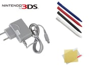 Chargeur secteur pour Nintendo 3DS + 4 stylet 3DS + protection écran 3 DS - Straße Game ®