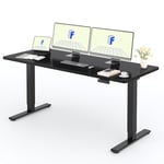 FLEXISPOT 2 Moteurs Bureau Assis Debout 180x80 Une Pièce, Bureau Debout électrique avec Panneau à Fonctions Mémoires, Bureau Réglable en Hauteur Électrique, Charge 100kg, Noir+Noir