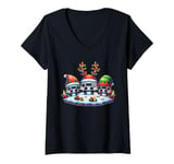 Womens Santa Reindeer Elf Video Games Christmas Gamer Boys Mens Kid V-Neck T-Shirt