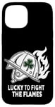 Coque pour iPhone 15 Fier pompier irlandais américain - Lucky to Fight the Flames