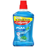 Colgate Plax Cool Mint alcohol free* Mouthwash 1L | mouthwash alcohol free* | instant long-lasting freshness | no burn experience | 24/7 plaque protection when used twice daily