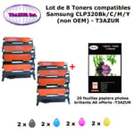 8 Toners génériques CLP-320 Bk,C,M,Y pour Samsung CLP 320 320N 325 325W imprimante+ 20f A6 brillantes -T3AZUR