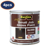 Rustins Paint Gloss Brown Wood Metal Quick Dry Interior Exterior 250ml 4Pcs