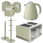 Swan Retro Green Kettle, 4 Slice Toaster, Canisters Towel Pole Kitchen Set 🚚💨