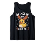 Reindeer Christmas Xmas Duck with Reindeer Antlers Tank Top