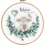 VERVACO Point De Croix Compté Kit DIY Cadeau Bebe Naissance Personnalisé MOUTON Tableau Complet Kit De Broderie Loisir Créatif Maison Décoration ca. 20 x 20 cm Cross Stitch