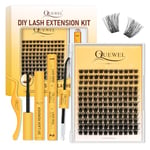 QUEWEL DIY Lash Extension Kit 144 Pcs, Lash-Clusters Bond and Seal Waterproof, Eyelash Clusters Applicator Tool with Cluster-Lashes Glue Remover for Natural Look DIY At Home(QD-H01-kit)